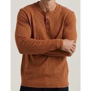 Lucky Brand Los Angeles Long Sleeve Snap Henley Orange Shirt US Mens M